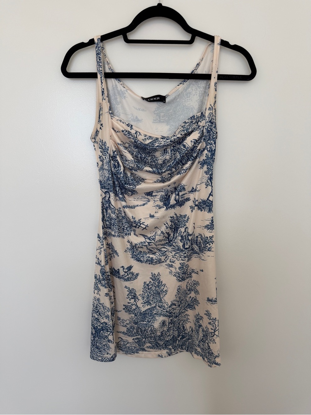 Mini Dress with Blue Toile Print